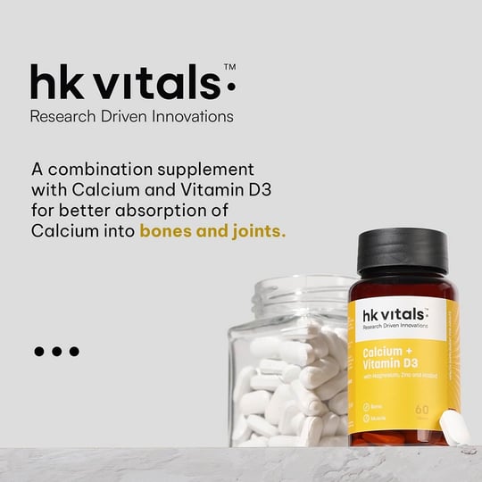 3 - HK Vitals Calcium + Vitamin D3,  60 tablet(s)  Unflavoured