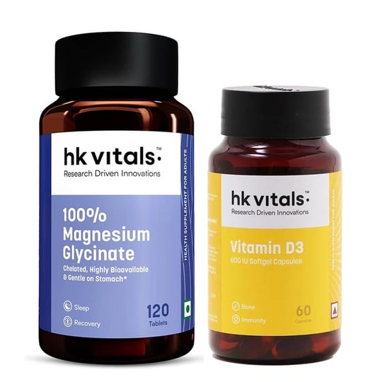 Magnesium Glycinate Men 120 Tabs & Vitamin D3 60 caps Combo
