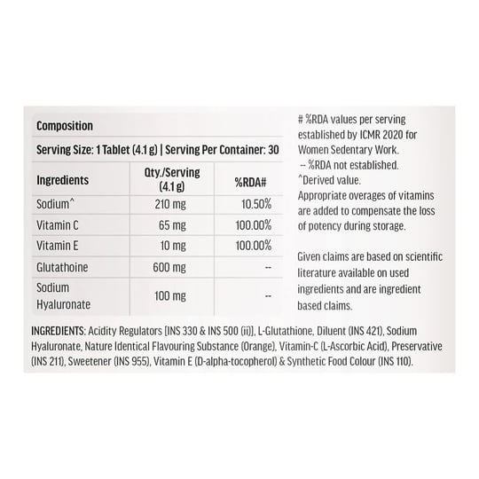 3 - HK Vitals Glutathione Effervescent with Vitamin C,  Orange (Pack of 2)  30 tablet(s) 