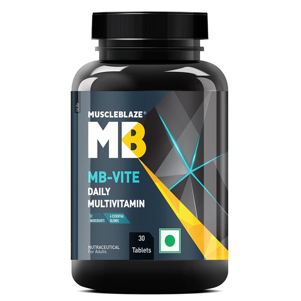 MuscleBlaze MB-VITE Daily Multivitamin, for Enhanced Energy, Stamina & Gut Health, 30 tablet(s) Unflavoured