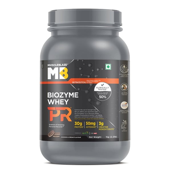 MuscleBlaze Biozyme Whey PR,  2.2 lb  Cookies & Cream 