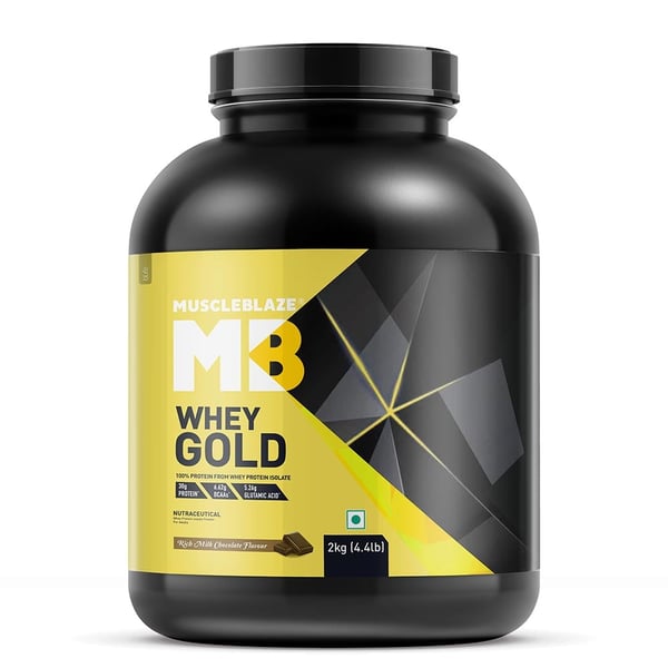 MuscleBlaze Whey Gold 100% Whey Protein Isolate, 4.4 lb Rich Milk Chocolate