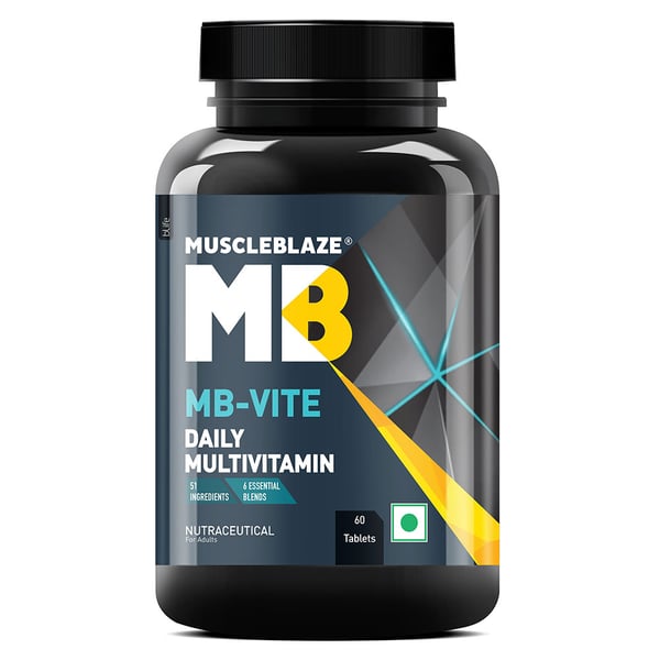 MuscleBlaze MB-VITE Daily Multivitamin, for Enhanced Energy, Stamina & Gut Health, 60 tablet(s) Unflavoured