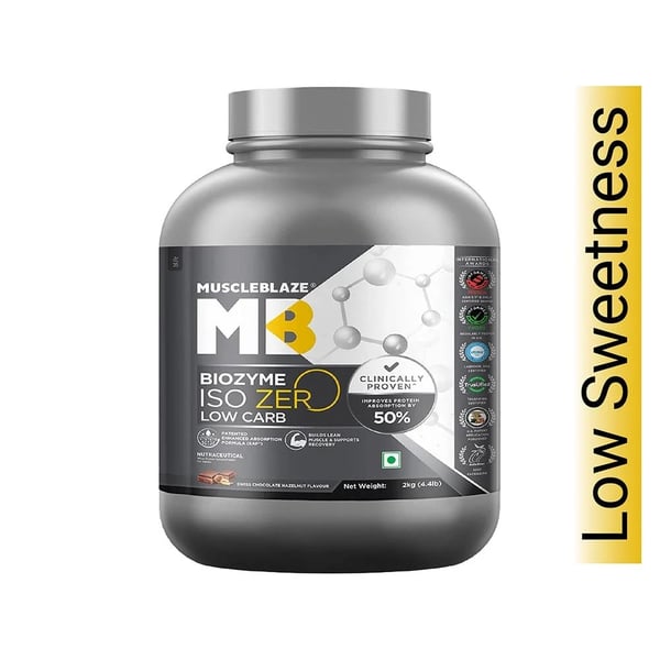 MuscleBlaze Biozyme Iso-Zero OP,  4.4 lb  Low Carb Swiss Chocolate Hazelnut - Low Sweetness 