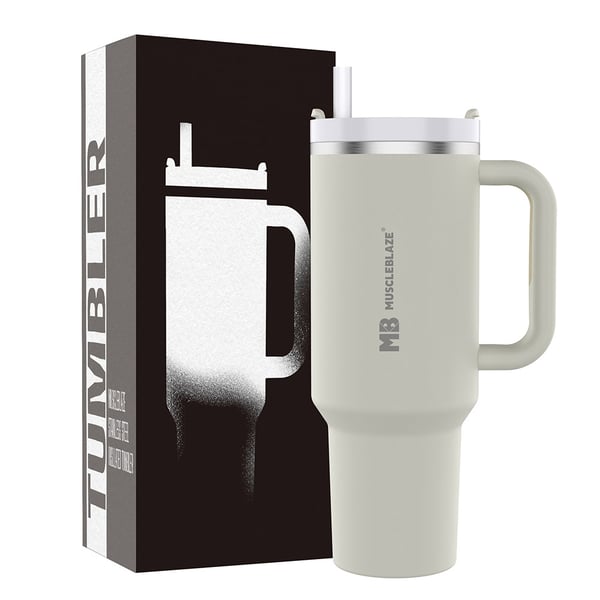 MuscleBlaze Stainless Steel Vacuum Insulated Tumbler,  Stallion White  1.2 L 