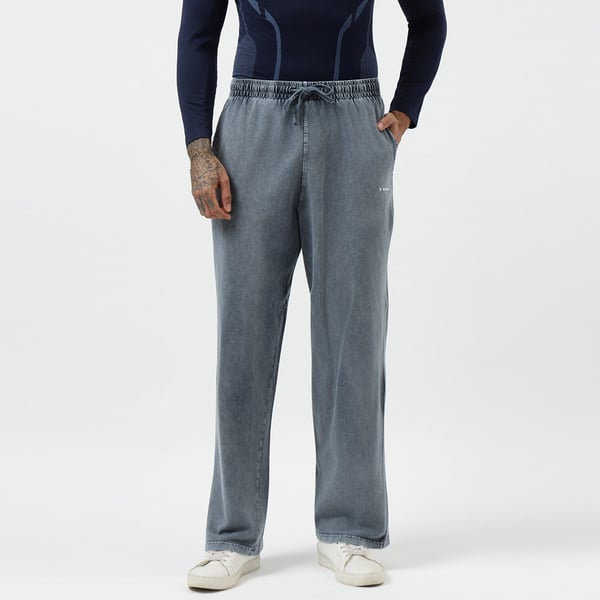 MuscleBlaze Z Verse x Naruto Kusanagi Washed Oversized Joggers, Indigo Shadow Medium