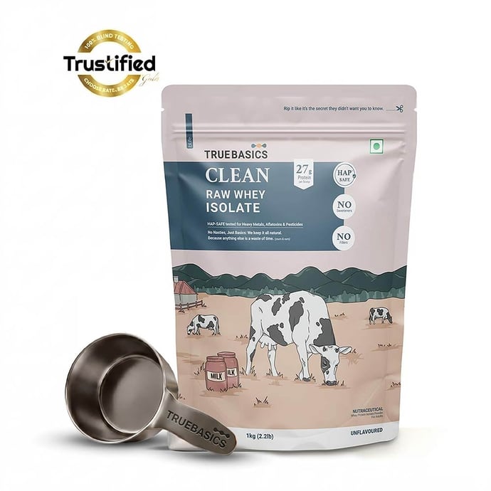 TrueBasics Clean Raw Whey Isolate, 1 kg Unflavoured