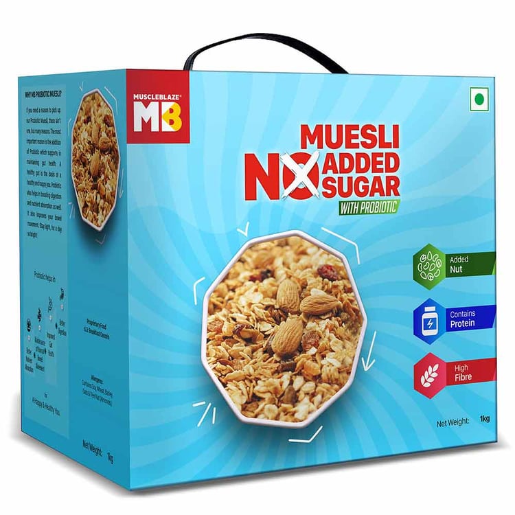 2 - MuscleBlaze Probiotic Muesli,  1 kg  No Added Sugar 