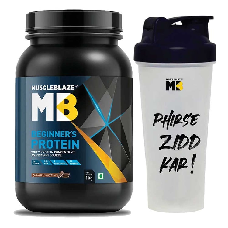 MuscleBlaze Beginner's Protein Powder 1 kg & Shaker Combo