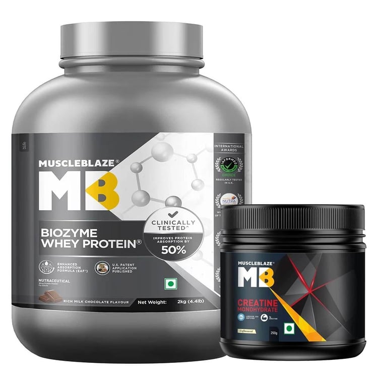 MuscleBlaze Biozyme Whey Protein 2 Kg & Creatine Monohydrate 0.55 lb Combo