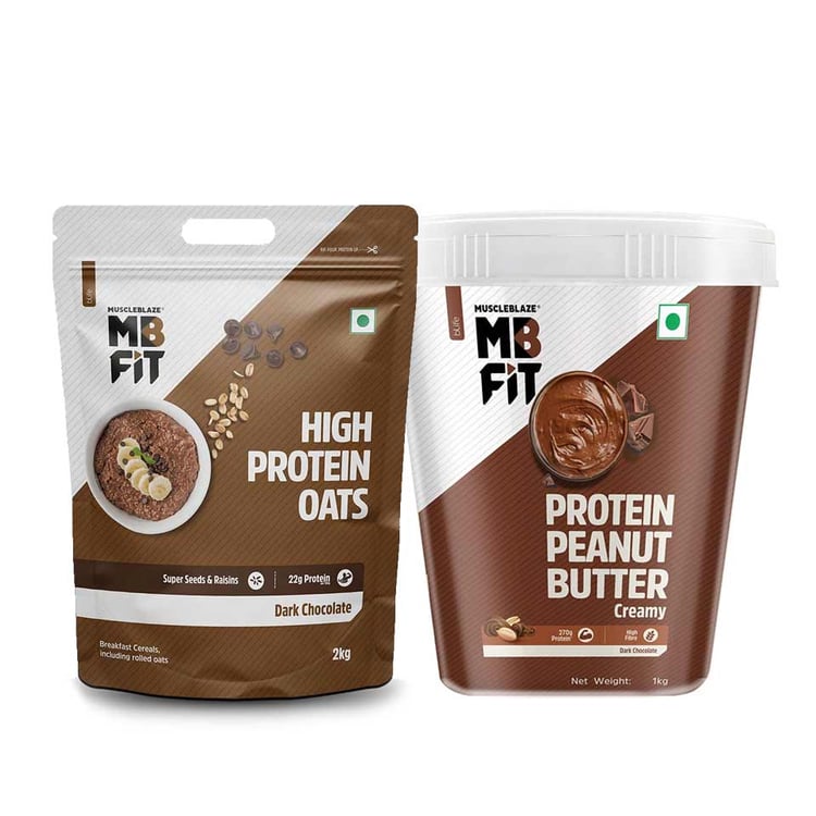 MuscleBlaze High Protein Oats 2 kg & Peanut Butter 1 kg Combo