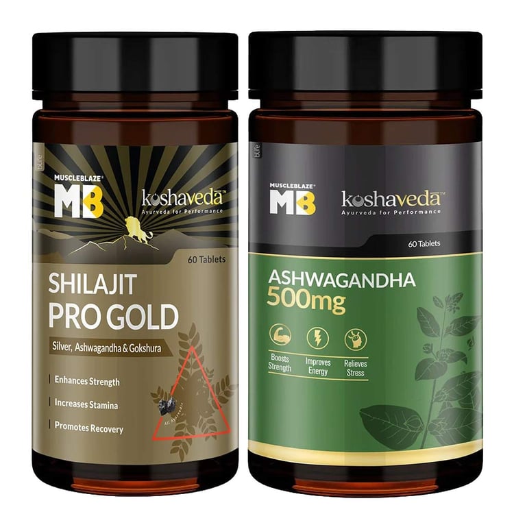 Koshaveda Shilajit Pro Gold & Ashwagandha 60 Tabs Combo