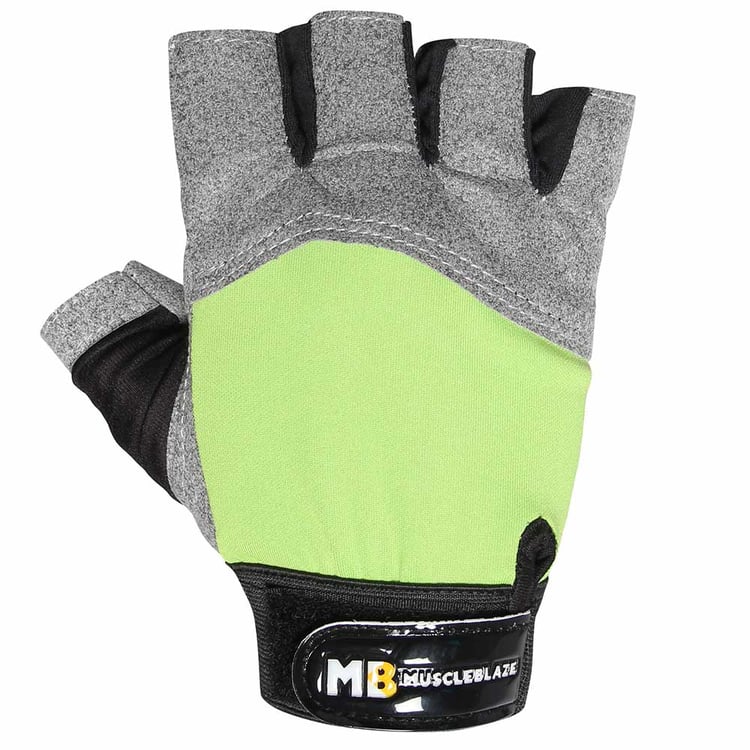 MuscleBlaze Gloves Lycra,  Grey Green  Free Size 