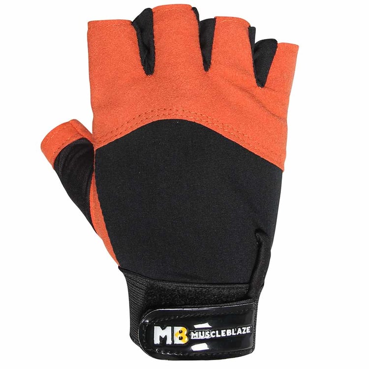 MuscleBlaze Gloves Lycra,  Orange Black  Free Size 