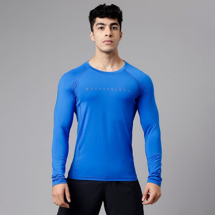 1 - MuscleBlaze Compression Muscle Tee Full Sleeve,  Superman Blue  Small 