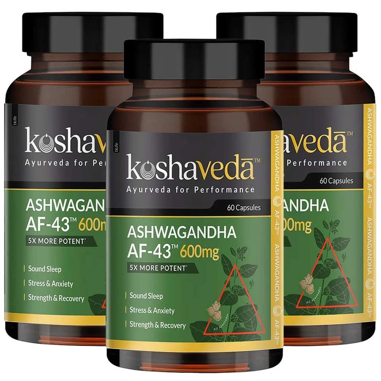 Koshaveda Ashwagandha AF-43 600mg by MuscleBlaze 60 Caps - Pack of 3