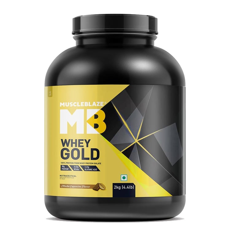 3 - MuscleBlaze Whey Gold 100% Whey Protein Isolate,  4.4 lb  Mocha Cappuccino 