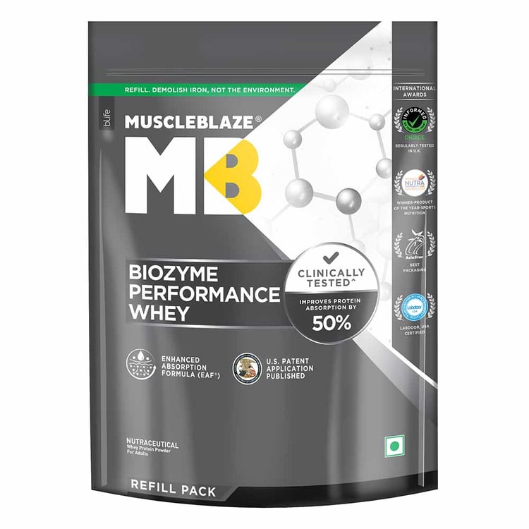 1 - MuscleBlaze Biozyme Performance Whey,  2.2 lb  Refill Pack Magical Mango 