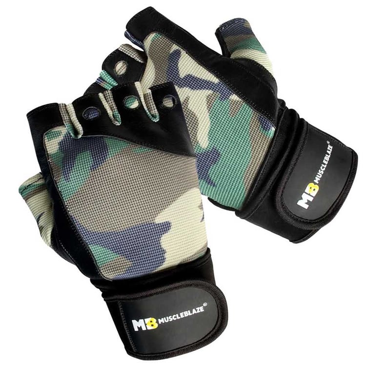 1 - MuscleBlaze Fitness Leather Gloves,  Camouflage  Medium 