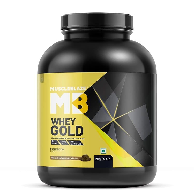 3 - MuscleBlaze Whey Gold 100% Whey Protein Isolate,  4.4 lb  Rich Milk Chocolate 