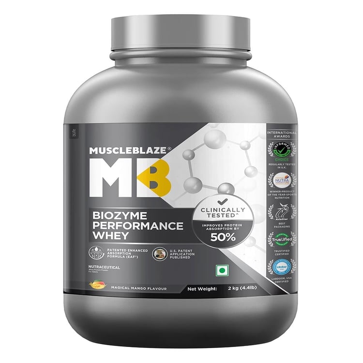 22 - MuscleBlaze Biozyme Performance Whey,  4.4 lb  Magical Mango 