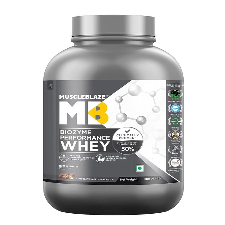 1 - MuscleBlaze Biozyme Performance Whey, 4.4 lb Chocolate Hazelnut