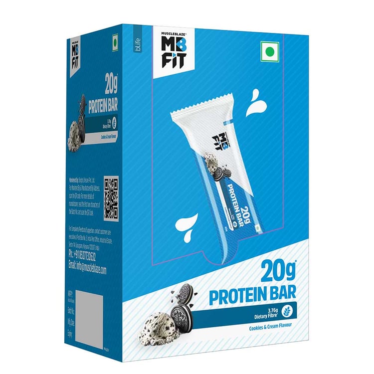3 - MuscleBlaze Protein Bar (20 gm Protein),  6 bar(s)  Cookies & Cream 