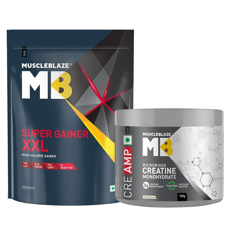 MuscleBlaze Super Gainer XXL 2 kg Chocolate & Creatine Monohydrate CreAMP 100g Combo