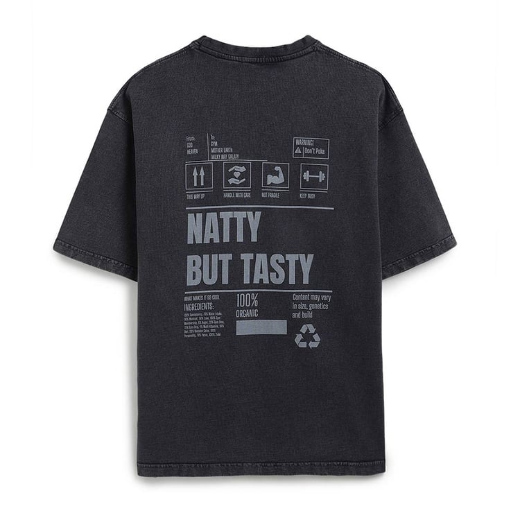4 - MuscleBlaze Natty But Tasty Oversized Washed T-Shirt,  Medium  Light Grey 