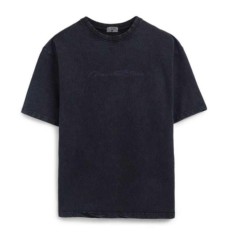 3 - MuscleBlaze Lifting Club Oversized Washed T-Shirt, Small Blue Tint