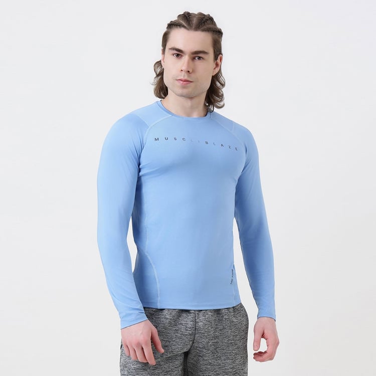 1 - MuscleBlaze Air Tech Compression MuscleTee Full Sleeve,  Small  Dusk Blue 