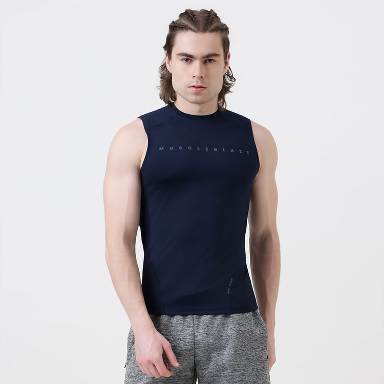 1 - MuscleBlaze Air Tech Compression MuscleTank,  Navy  Medium 