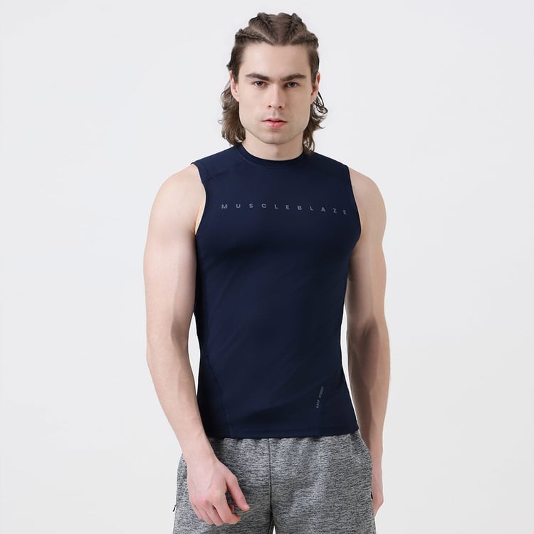 1 - MuscleBlaze Air Tech Compression MuscleTank,  Navy  Small 
