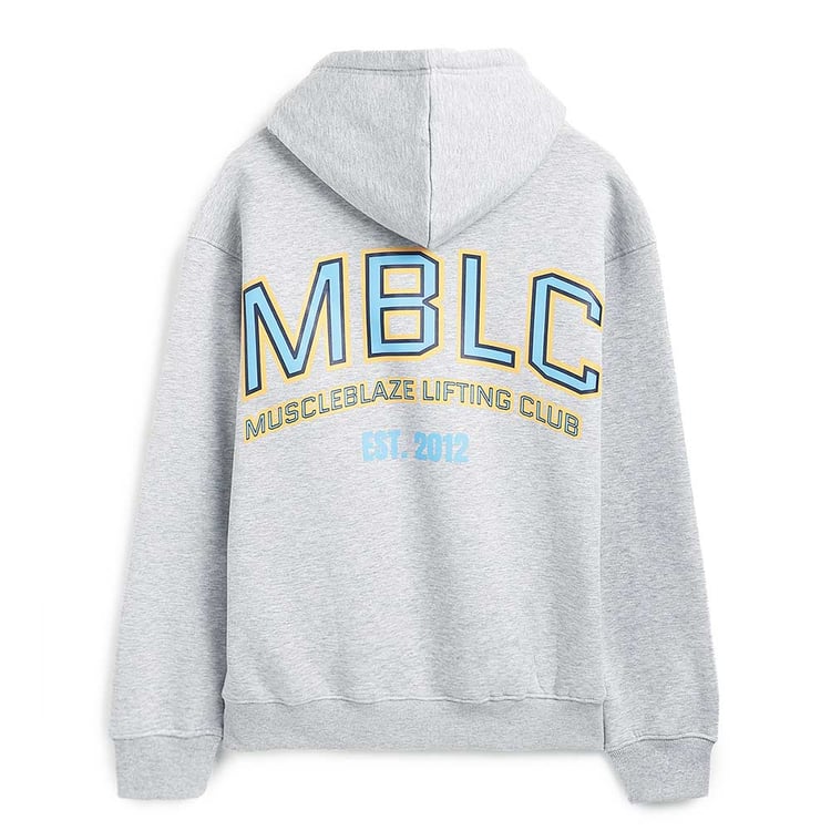 5 - MuscleBlaze Lifting Club Hoodie, Large Grey Melange