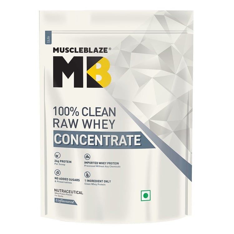 1 - MuscleBlaze Raw Whey Protein Powders (Old MRP), 1.1 lb Unflavoured