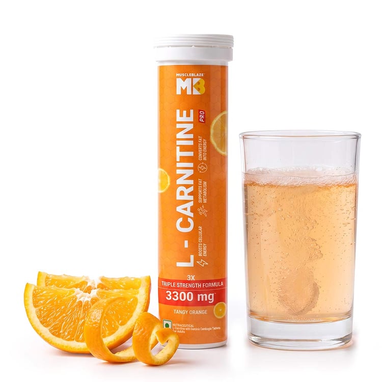 2 - MuscleBlaze L-Carnitine PRO - 3300mg Triple Strength Formula Effervescent, 10 tablet(s) Tangy Orange