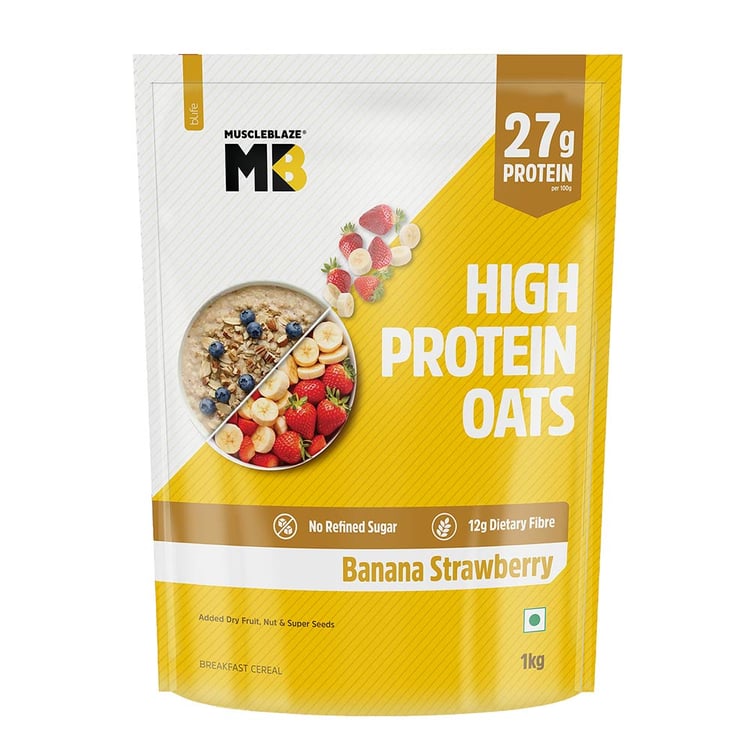 2 - MuscleBlaze High Protein Oats,  1 kg  Banana Strawberry 