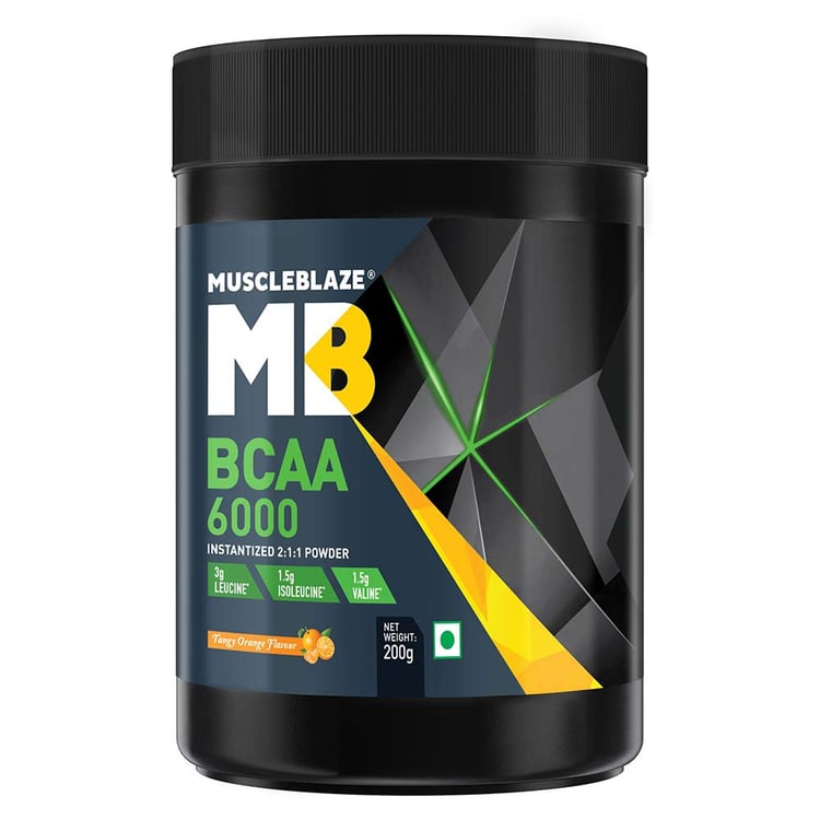 3 - MuscleBlaze BCAA 6000 Amino Acid Powder,  0.44 lb  25 Servings (Tangy Orange) 