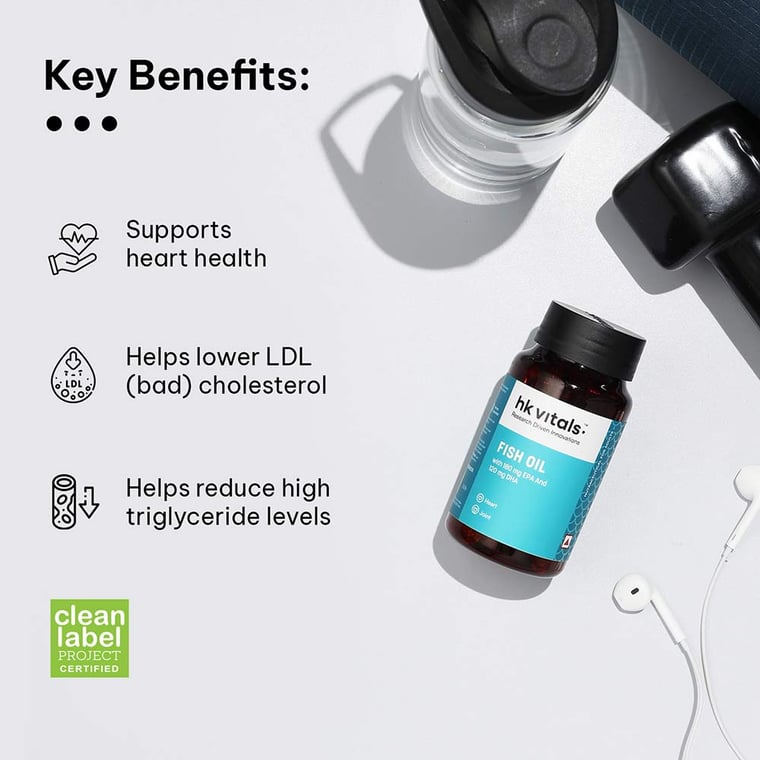 4 - HK Vitals Fish Oil 1000mg with 180mg EPA and 120mg DHA,  30 capsules