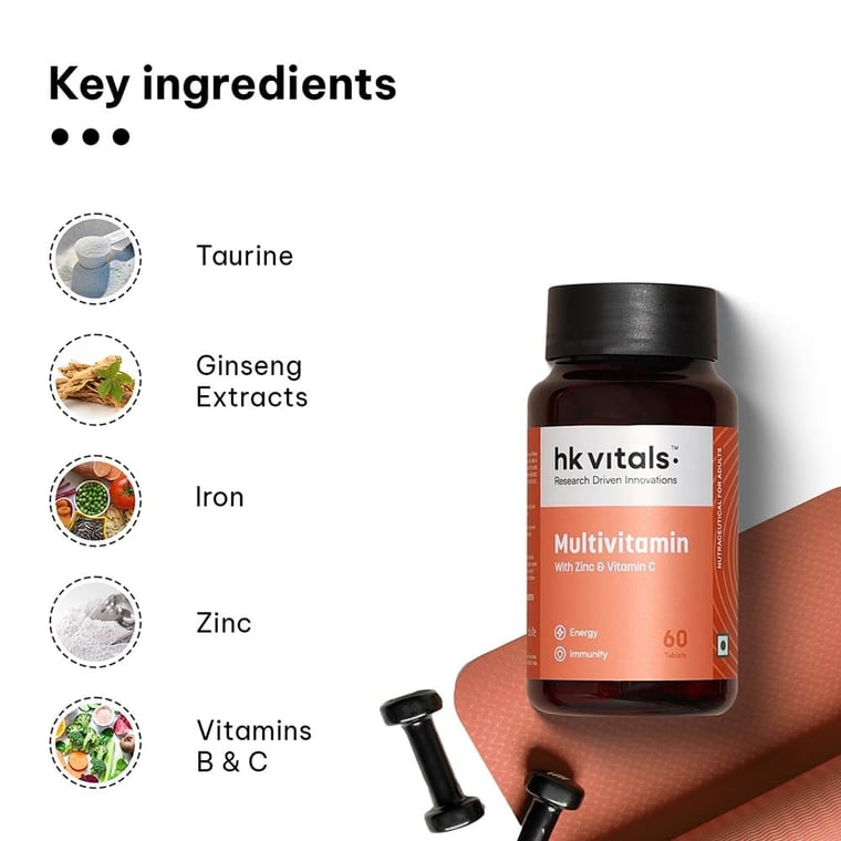 5 - HK Vitals Multivitamin with Zinc & Vitamin C,  60 tablet(s)  Unflavoured