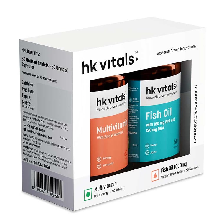 3 - HK Vitals Assorted Multivitamin - Fish Oil (30N tabs+ 30N Softgel caps),  2 Piece(s)/Pack