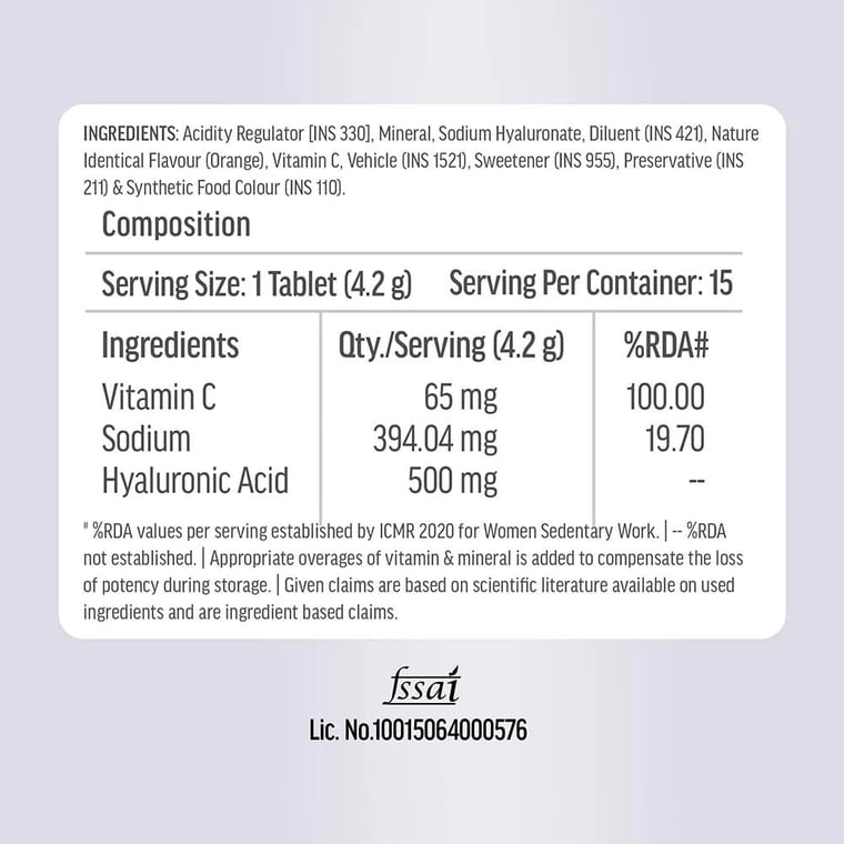 Glutathione and Hyaluronic Acid Effervescent 15 Tabs Combo